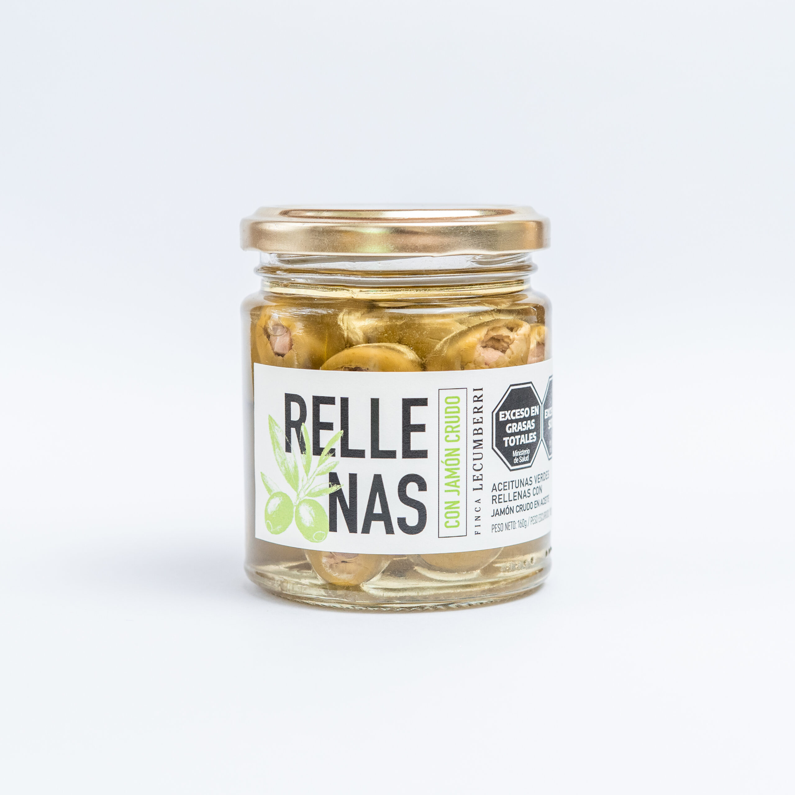 Aceitunas verdes rellenas con JAMON CRUDO EN ACEITE / 200gr